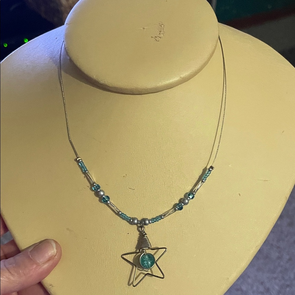 Elegant Star Pendant Necklace with Blue Accents